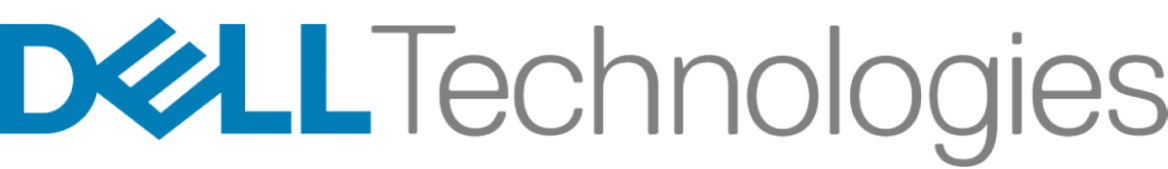 Logotipo de tecnologías Dell sobre fondo negro.